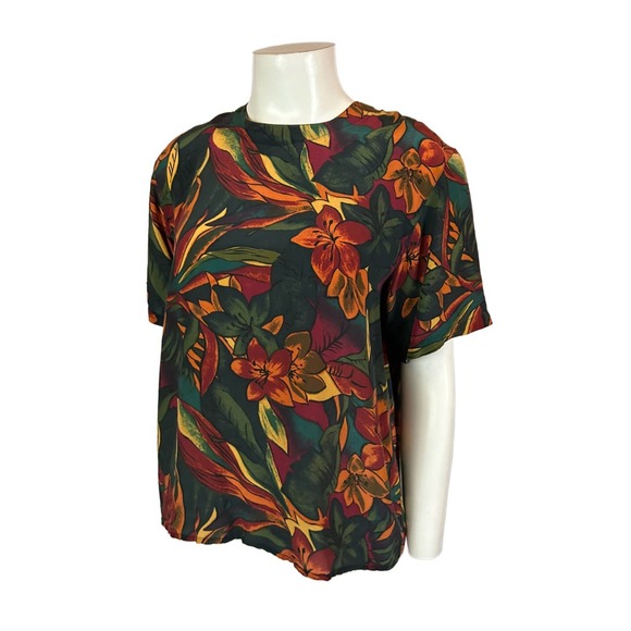 Vintage Oscar De La Renta Silk Floral Blouse / Women’s Medium * - Picture 3 of 4